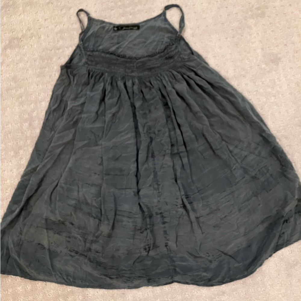 Patterson j Kincaid grey / white spaghetti strap tank top.  Oversized.  Silk!